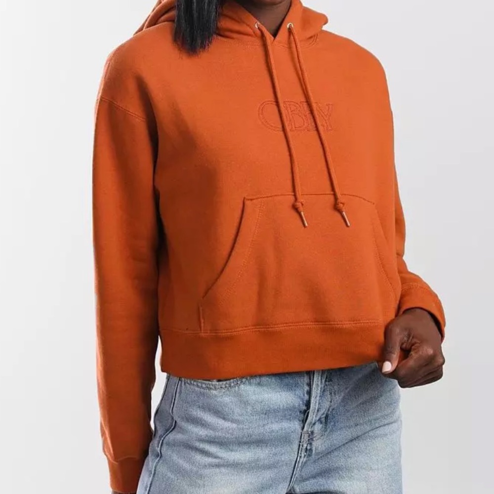 Obey Women's Cropped Hoodie Sweatshirt Regal